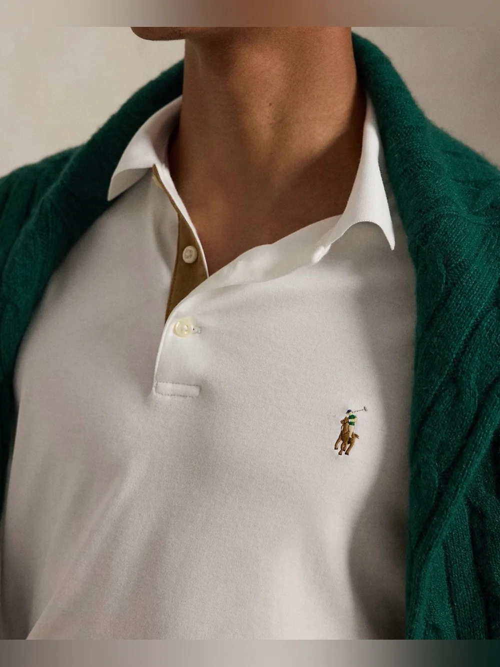 NWT Polo Ralph Lauren WHITE Soft Cotton Long Sleeve Collared Polo Shirt